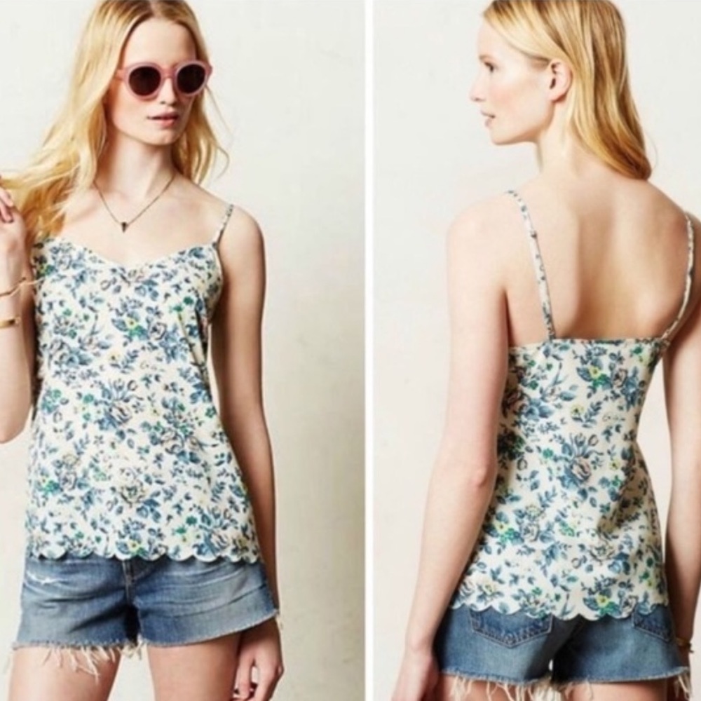 . Anthropologie Eloise Floral Scalloped Cami Size S